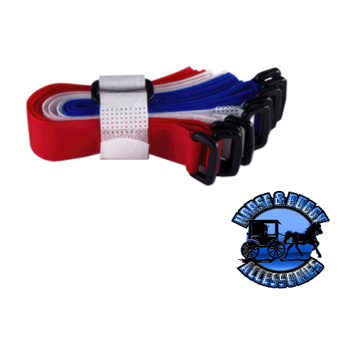 Gray 8" Hook & Loop Velcro Strip-Tie Fasteners with Buckle, 8 Pcs. (Choose Color) Red White and Blue