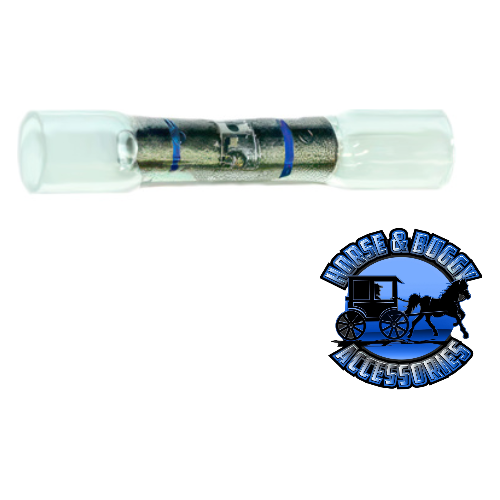 UP-98141 16-14 AWG CS Window Heat Shrink Butt Connector - Clear w/ Blue Stripe, 10 Pcs. Midnight Blue