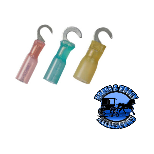 UP-98193 12-10 AWG #10 Stud CS Heat Shrink Hook Terminal - Yellow, 4 Pcs. Light Slate Gray