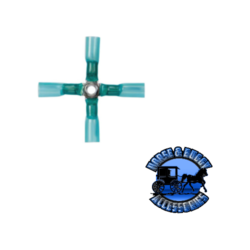 UP-98182 16-14 AWG 4-Way (X) CS Heat Shrink Connector - Blue, 5 Pcs. Steel Blue