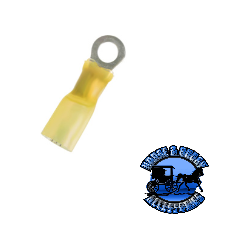 UP-98188 12-10 AWG #10 Stud CS Heat Shrink Ring Terminal - Yellow, 4 Pcs. Tan