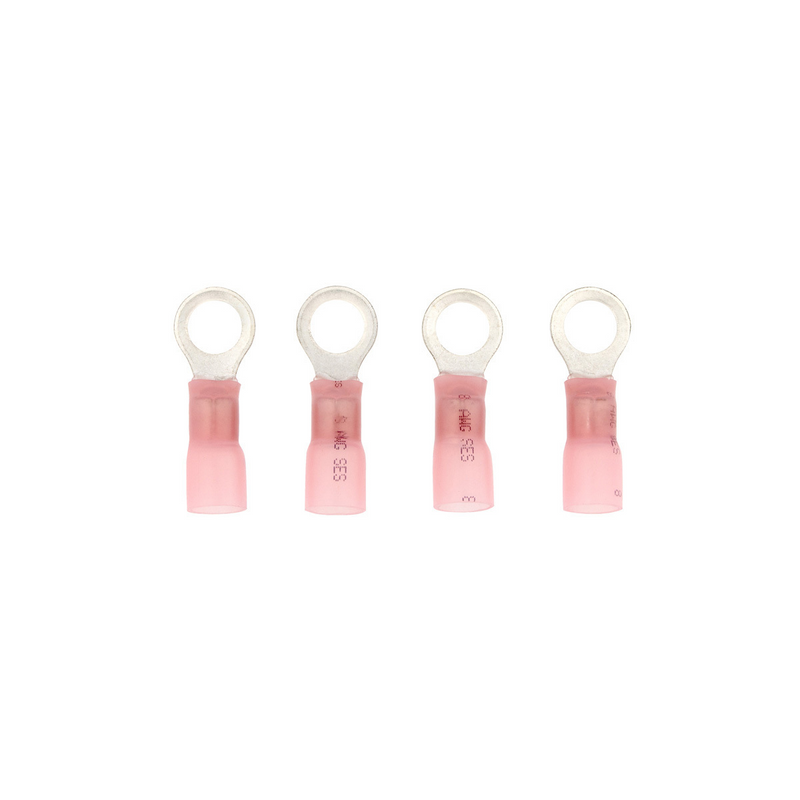 up-98204 8 AWG 3/8" Stud CS Heat Shrink Ring Terminal - Pink, 4 Pcs.