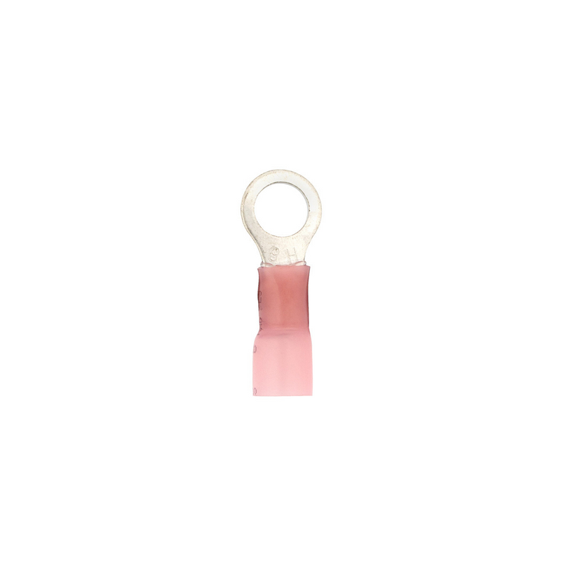 up-98204 8 AWG 3/8" Stud CS Heat Shrink Ring Terminal - Pink, 4 Pcs.