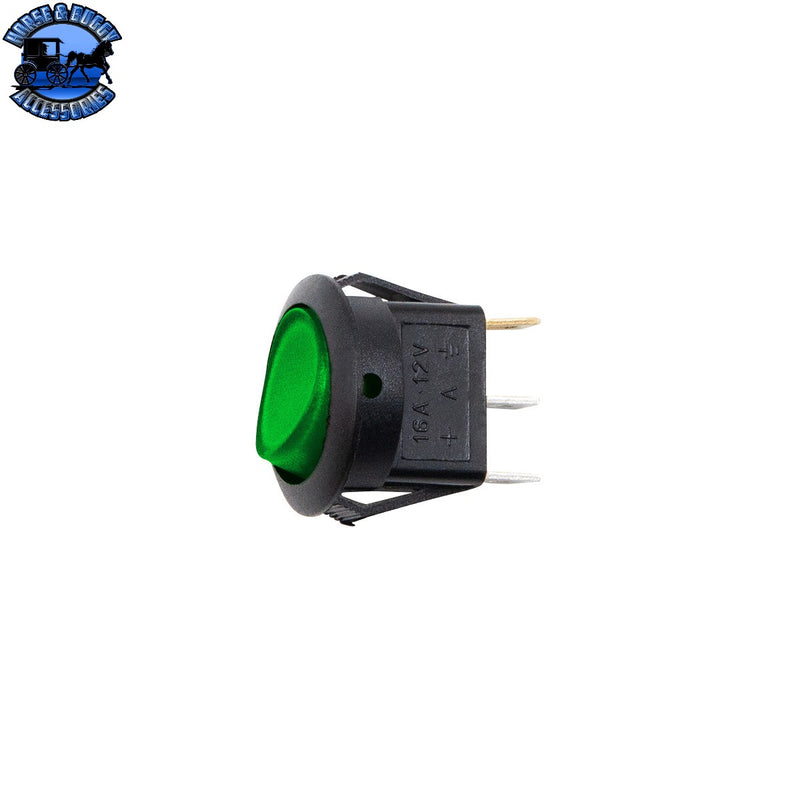 up-98301 Green Illum Round Rocker 10 Amp 12V On/Off 1/2" Dia. 1 Pc.