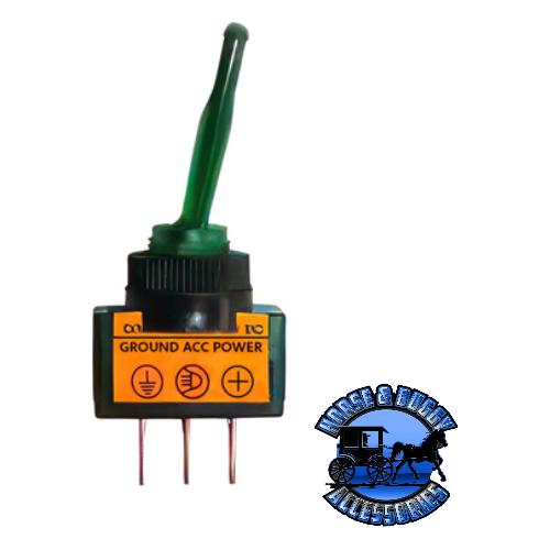 UP-98353 Green Illum Toggle 20 Amp 12V S.P.S.T. On/Off 1 Pc. Sandy Brown
