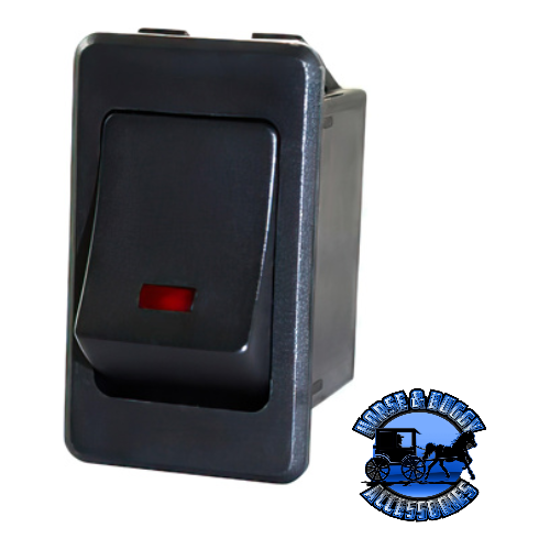 UP-98362 Black Rocker w/Red LED 16 Amp 12V S.P.S.T. On/Off 1 Pc. Dark Slate Gray