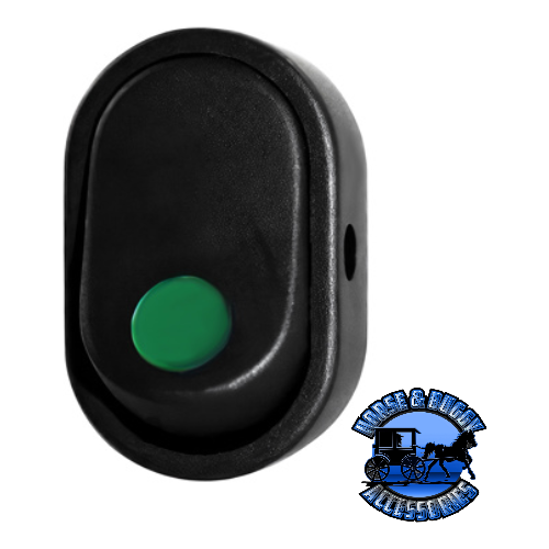 UP-98365 Green Illum Oval Rocker 16 Amp 12V On/Off 1/2" Dia. 1 Pc. Black