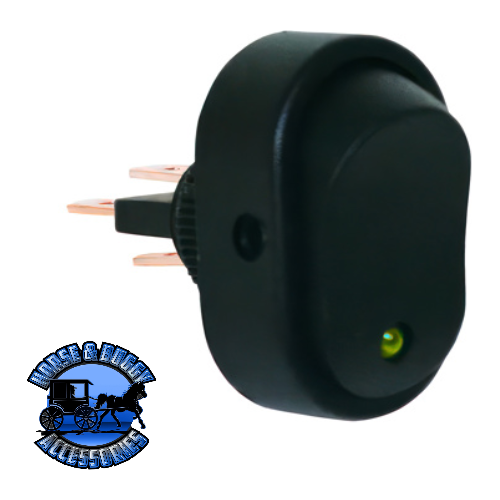 UP-98366 Red LED Oval Rocker 16 Amp 12V On/Off 1/2" Dia. 1 Pc. Black