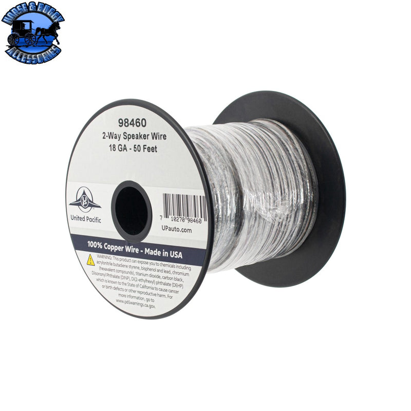 UP-98460 18 Awg 2-Way Clear Speaker Wire Bonded 50 Ft