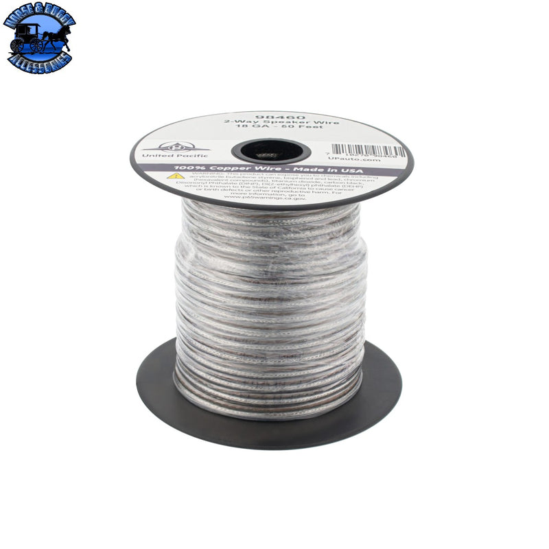 UP-98460 18 Awg 2-Way Clear Speaker Wire Bonded 50 Ft