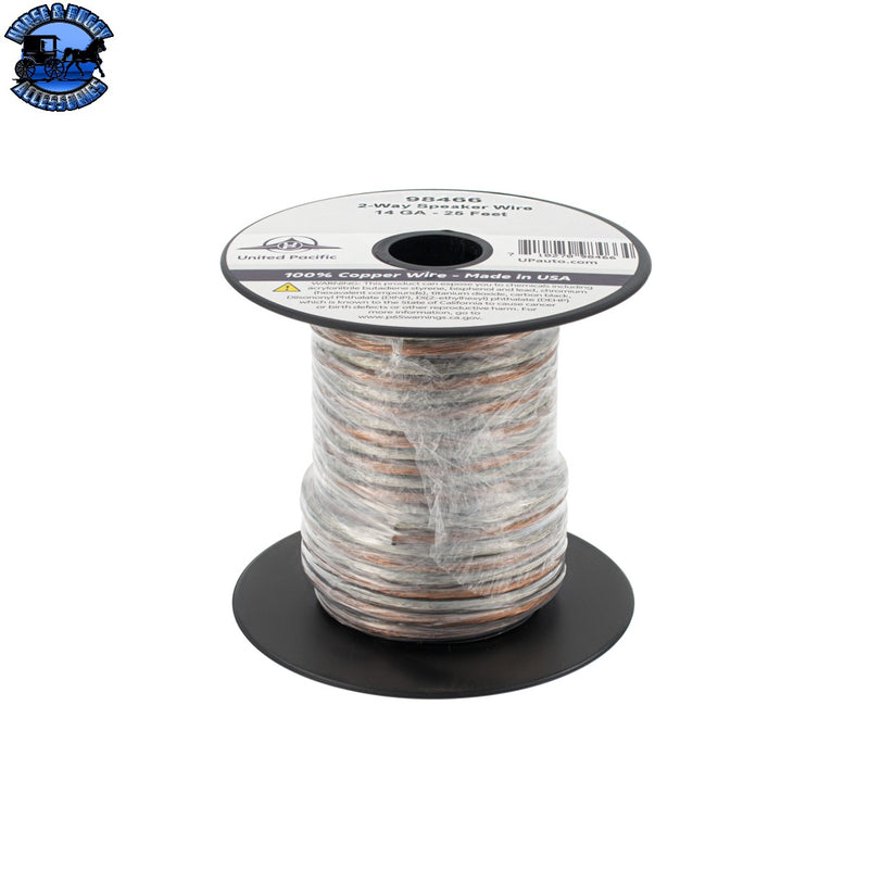 UP-98466 14 AWG 2-Way Clear Speaker Wire Bonded 25 Ft