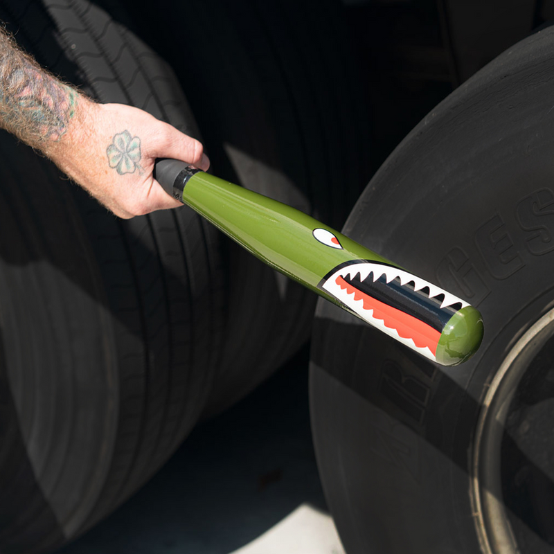 UP-99136 17" Aluminum Tire Checker Bat With P-40 Warhawk Shark Mouth Graphic