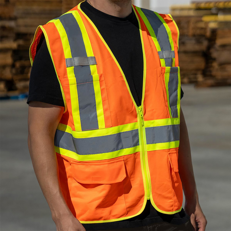 RigGear High Visibility Reflective Orange Safety Vest-Medium