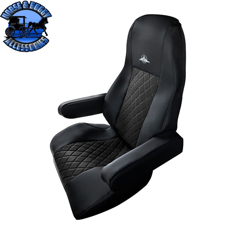 RIGGEAR NAPA FAUX LEATHER SEAT COVER SET FOR 2008-2025 FREIGHTLINER CASCADIA seat cover Black Dark Slate Gray