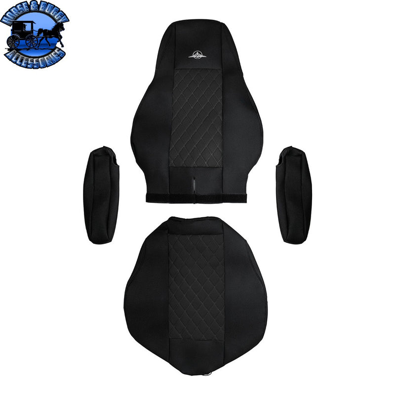 RIGGEAR NAPA FAUX LEATHER SEAT COVER SET FOR 2008-2025 FREIGHTLINER CASCADIA seat cover Black,Blue,Grey,Red Black