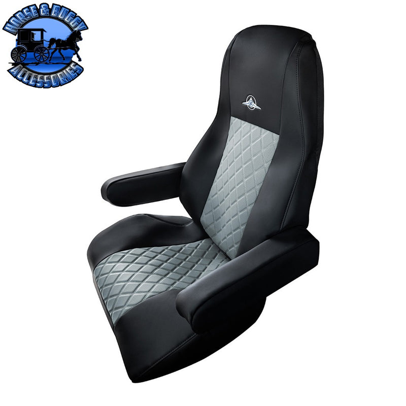 RIGGEAR NAPA FAUX LEATHER SEAT COVER SET FOR 2008-2025 FREIGHTLINER CASCADIA seat cover Grey Dark Slate Gray