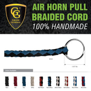 99490 BLACK AIR HORN MANUAL PULL BRAIDED CORD W/RING, 11"L Black