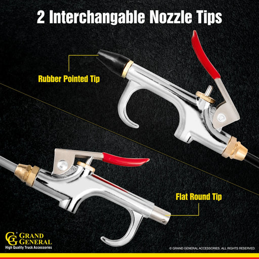 Grand General 99512 air seat blow gun kit with two interchangeable nozzle tips