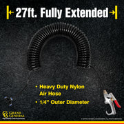 Grand General 99512 heavy duty nylon air hose extends to 27 feet