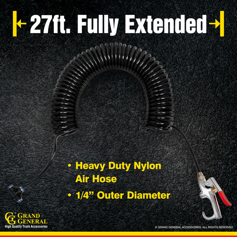 Grand General 99512 heavy duty nylon air hose extends to 27 feet