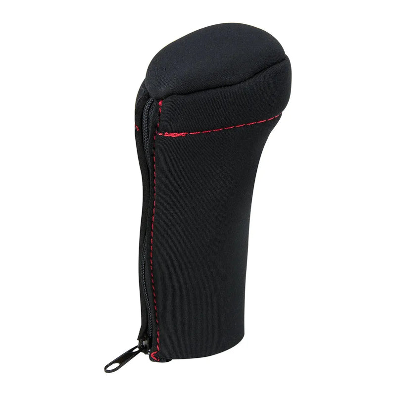 MATTE BLACK GEAR SHIFT KNOB COVER W/ RED STITCHING Black