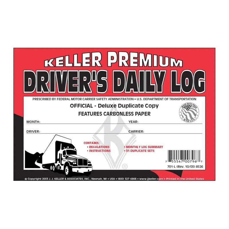 DRIVER DAILY LOG W/ NO DVIR CARBONLESS BOOK FORMAT A Maroon