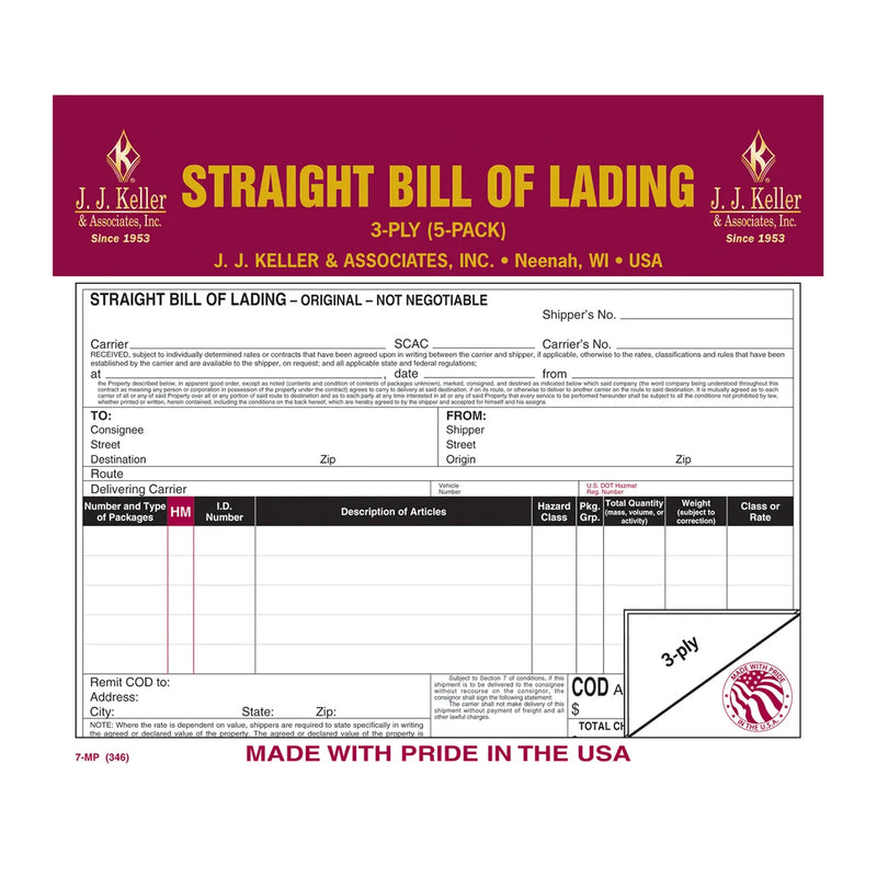 99906 STRAIGHT BILLS OF LADING, SNAP OUT FORMAT Gray