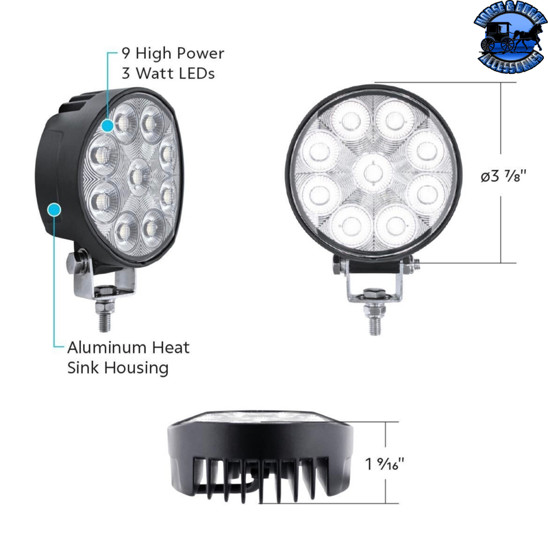 9 LED High Power 3-7/8" Round Work Light-Flood #36704