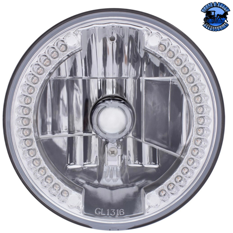 ULTRALIT - 7" CRYSTAL HEADLIGHT WITH 34 LED POSITION LIGHT (Choose Color) HEADLIGHT Amber,White Light Slate Gray