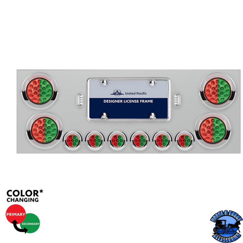 SS Rear Center Panel With 4X 19 LED 4" & 6X 7 LED 2" Double Fury Lights & Visors (Choose LED Color)