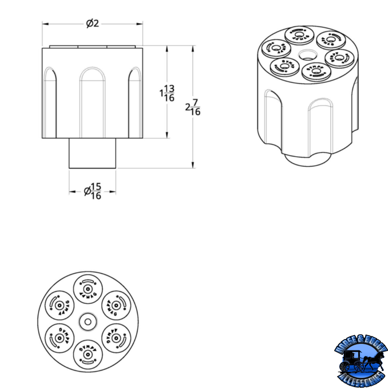 Perilla de válvula de aire de cañón de pistola de aluminio cromado - Atornillable