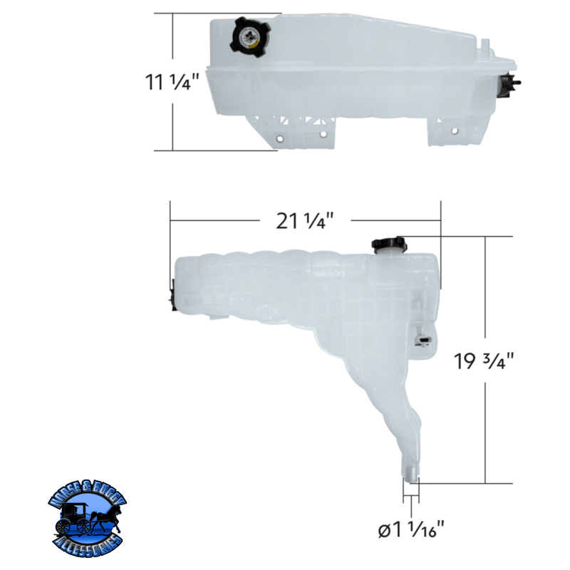PRESSURIZED COOLANT RESERVOIR & COOLANT LEVEL SENSOR FOR 2017-2021 KENWORTH T680 #26008 Coolant Reservoir and Sensor Light Gray