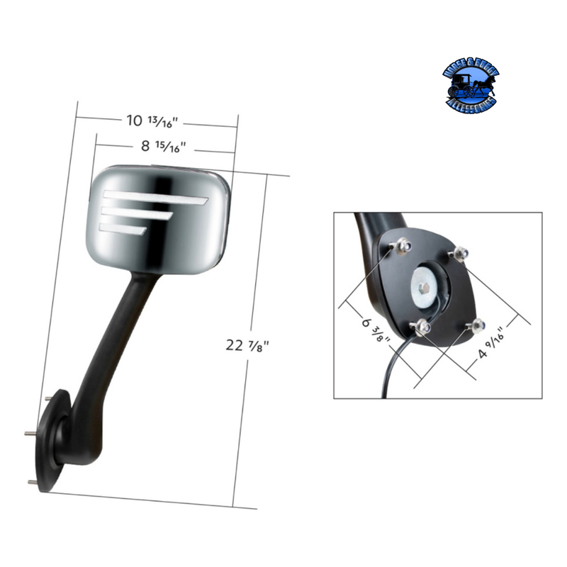 CHROME HOOD MIRROR ASSEMBLY WITH SEQUENTIAL LED TURN SIGNAL FOR 2008-2017 FREIGHTLINER CASCADIA (Choose Side) Mirror Chrome & Black / Driver's Side,Chrome & Black / Passenger's Side Dark Slate Gray