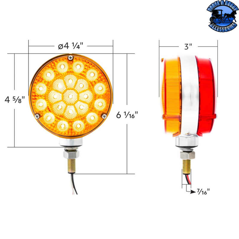 UP-42 LED Reflector Double Face Competition Series Turn Signal Light-Amber & Red LED (Choose Lens Color)