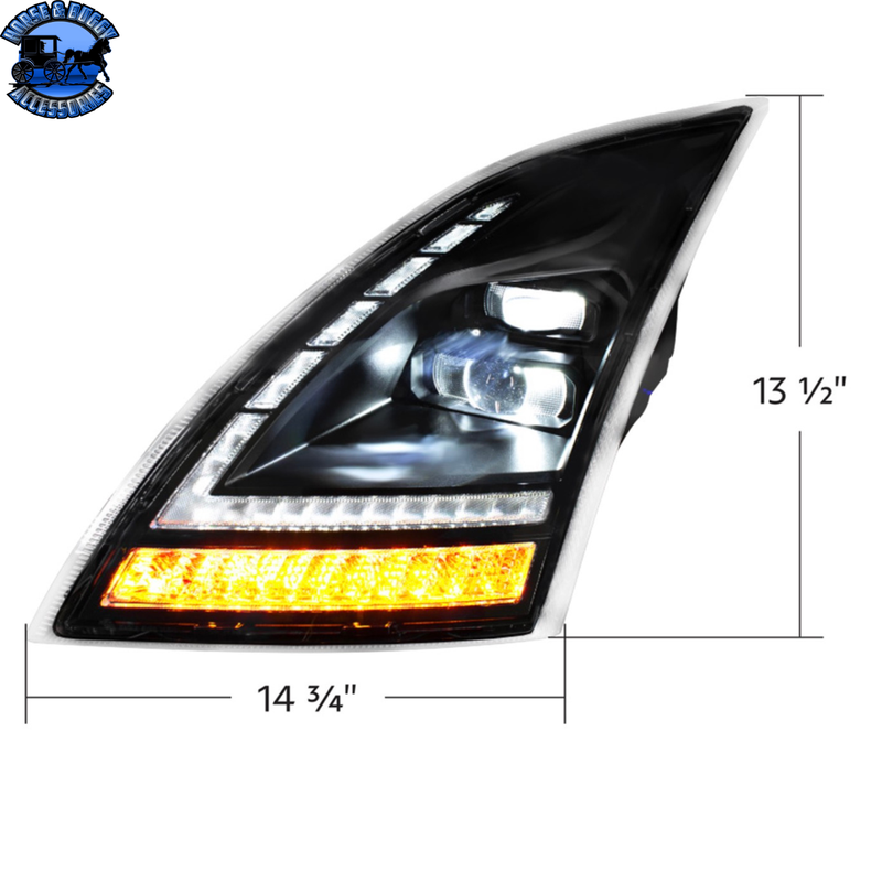 Full LED Headlight With LED Turn Signal and DRL For 2018-2024 Volvo VNL (Choose Side)