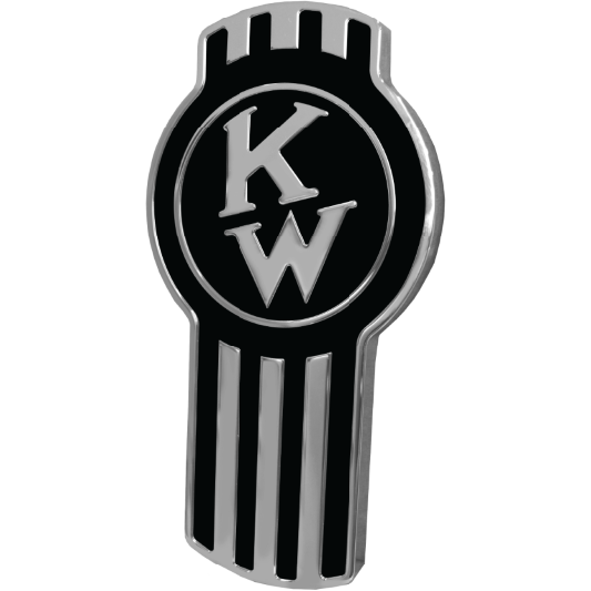 KENWORTH EMBLEM ENGRAVED OLD STYLE BLACK/CHROME 190 EMBLEM Black