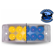 2"x 6" Rectangular Trux Dual Revolution LEDs (Choose Color) 2"X6" TRAILER Amber to Blue - 10 Diodes Gray