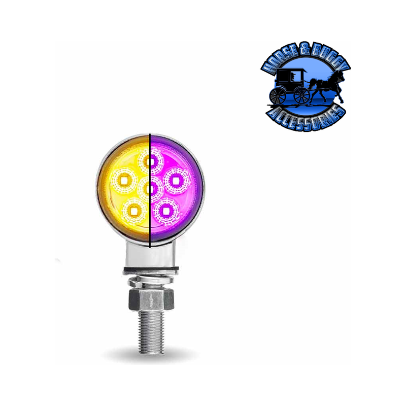 1.8" Mini Double Face Round Reflector LED Light - Trux Dual Revolution (Choose Color) DOUBLE FACE Amber/Red to Blue - 12 Diodes,Amber/Red to Green - 12 Diodes,Amber/Red to Purple - 12 Diodes Dark Slate Gray