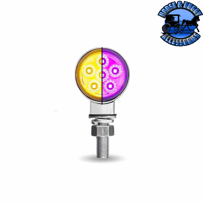 Dark Slate Gray 1.8" Mini Double Face Round Reflector LED Light - Trux Dual Revolution (Choose Color) DOUBLE FACE Amber/Red to Blue - 12 Diodes,Amber/Red to Green - 12 Diodes,Amber/Red to Purple - 12 Diodes