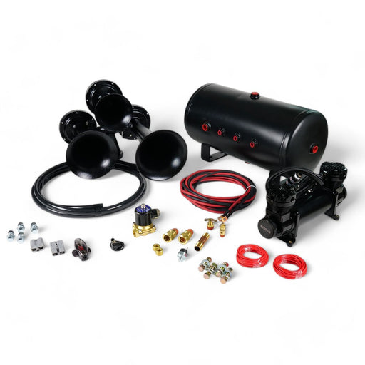 Train Horn Kit - 3 Horn Configuration Stacked Style (Choose Color) Black Black