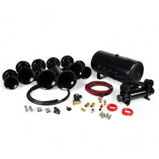 Train Horn Kit - 6 Horn Configuration (Choose Color) Black Black