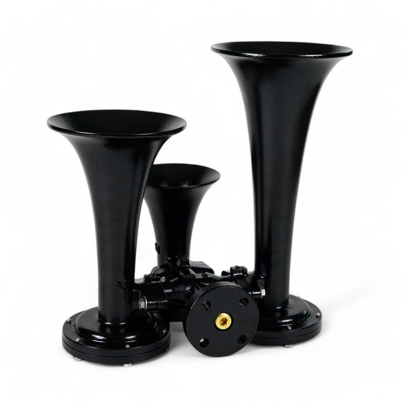 Train Horn - 3 Horn Configuration Stacked Style (Choose Color) TRAIN HORN Black,Red Black
