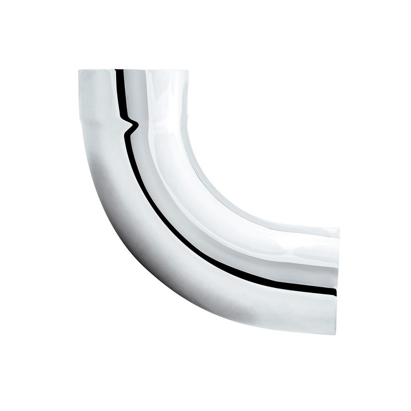 Chrome 90 Degree Exhaust Expanded Elbow, 5" I.D. To 5" O.D. - 12" X 12" #CE902-5-1212