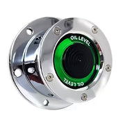 Chrome Plated Billet Aluminum Front Oil Cap Covers for 4-1/2" Bolt Pattern (Pair) (Choose Window Color) UNIVERSAL Green Gray