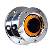 Chrome Plated Billet Aluminum Front Oil Cap Covers for 4-1/2" Bolt Pattern (Pair) (Choose Window Color) UNIVERSAL Orange Gray