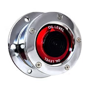 Chrome Plated Billet Aluminum Front Oil Cap Covers for 4-1/2" Bolt Pattern (Pair) (Choose Window Color) UNIVERSAL Red Gray