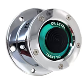 Chrome Plated Billet Aluminum Front Oil Cap Covers for 4-1/2" Bolt Pattern (Pair) (Choose Window Color) UNIVERSAL Teal Gray