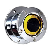Chrome Plated Billet Aluminum Front Oil Cap Covers for 4-1/2" Bolt Pattern (Pair) (Choose Window Color) UNIVERSAL Yellow Gray