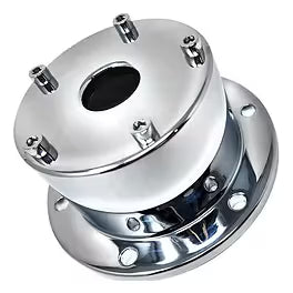 CFOC-6 Chrome Plated Billet Aluminum Front Oil Cap Covers for 4-1/2" Bolt Pattern (Pair) Light Gray