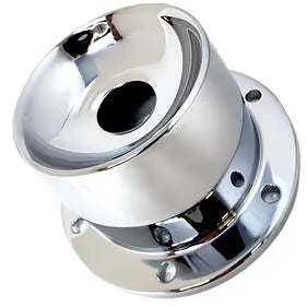 LT-CFOC-7D Chrome Plated Billet Aluminum Front Oil Cap Covers for 5-1/2" Bolt Pattern for BUD WHEELS & LARGE BOLT PATTERNS 1994 & Older - With DISHED CENTER (Pair) Light Gray